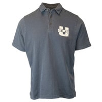 Men's U-State puff ink washed navy polo